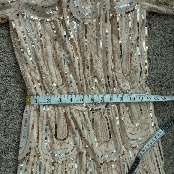 Pink Sequined Off the Shoulder Romper Sabrina Carpenter Taylor Swift Sparkly S - Picture 8 of 11